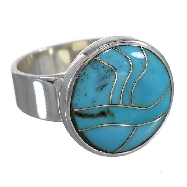 Southwest Sterling Silver Turquoise Ring Size 5-3/4 AX88077